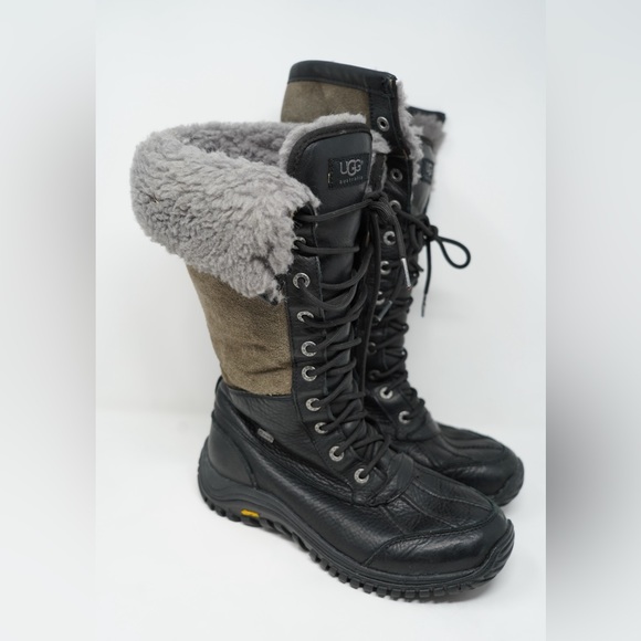 UGG Shoes - UGG Adirondack Tall Leather Sheepskin Winter Snow Boots Black Women’s Size 7